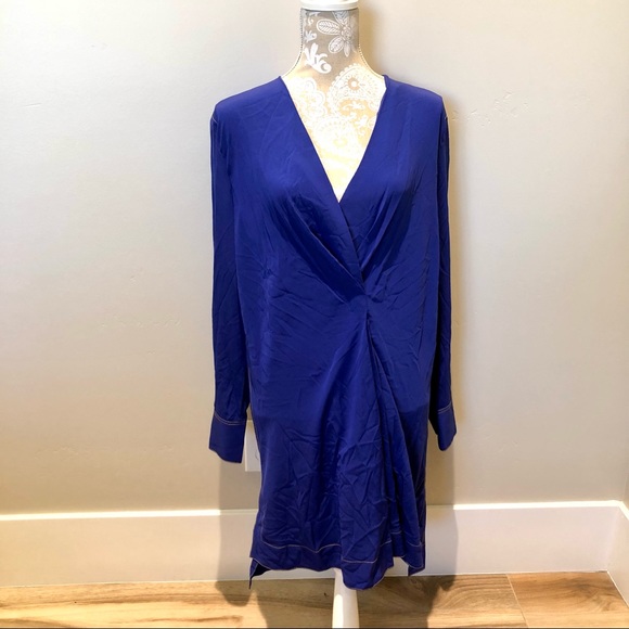 RAG & BONE Shields Long Sleeve Mini Dress in Electric Blue Size Medium - Picture 2 of 13